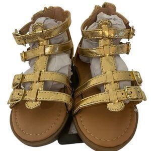 112- GIRLS GLADIATOR SANDALS‎ IN SPARKLING GOLD BY NICOLE MILLER sz 7